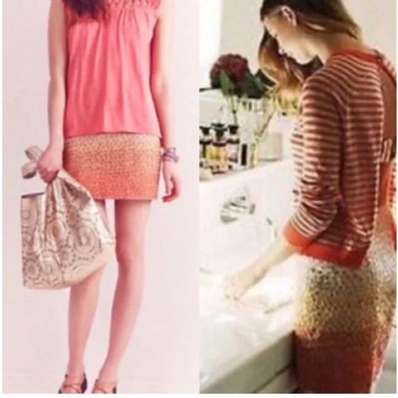 Anthropologie HD in Paris Ombré Embroidered Floral Linen Skirt - Size 4 - Picture 5 of 14